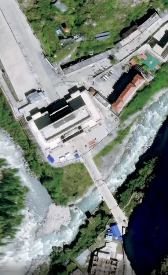 River corridor and buildings before the flood