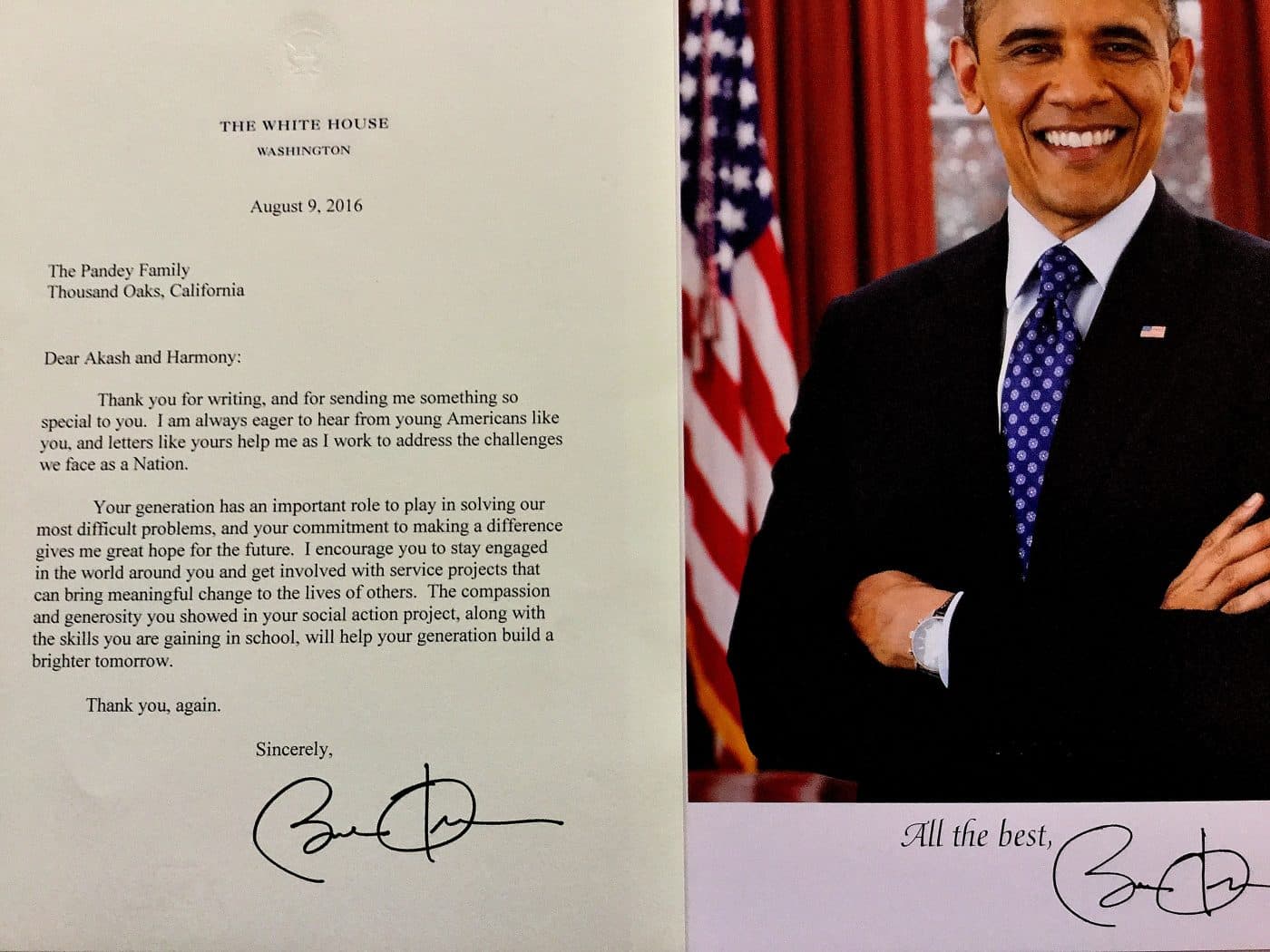 Letter from President Barack Obama, archive photograph 1