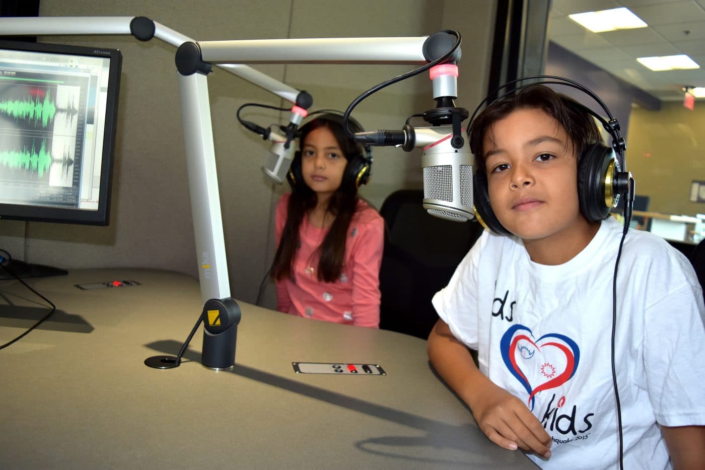 Harmony and Akash at KCLU public radio, archive photograph 3