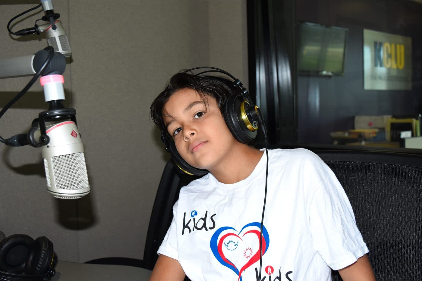 Harmony and Akash at KCLU public radio, archive photograph 1