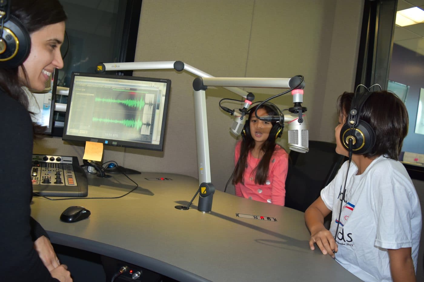 Harmony and Akash Pandey during their public radio studio visit